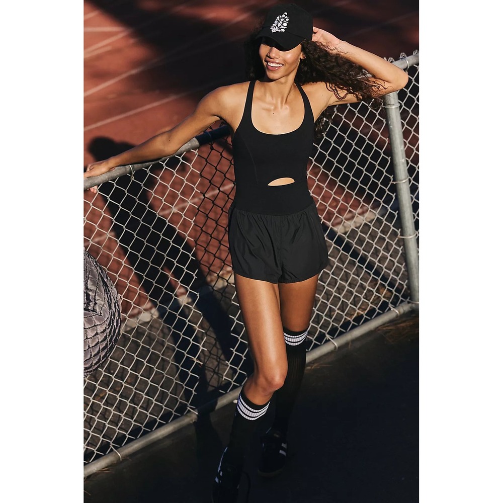 Free People Movement Righteous‎ Runsie one piece jumpsuit romper Size L black